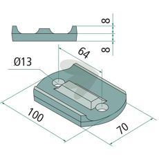 Holderplate for stabil monteringsløsning, passer ulike maskinapplikasjoner.