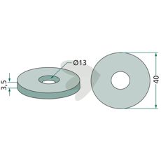Skive ment for bøyebolt, sikrer en stabil og varig montering.