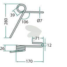 Etterharvpinne bak fra Lemken (Hassia), modell 3537046, høy kvalitet.