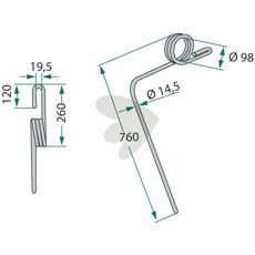 Köckerling etterharvpinne på 760mm, perfekt for effektiv innhøsting.