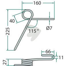 Bakre etterharvstind for Kuhn (Nodet) modell FJX0348C for effektiv dyrking.