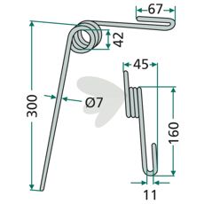 Bakre etterharvpinn, 45° for Rabe, perfekt for effektiv jordbehandling.