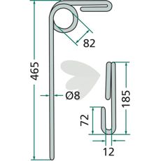 Mangesidig etterharvpinn for Stegsted, Fiona, Kongskilde og Taarup, effektiv for jordbearbeiding.