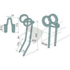 Allsidig etterharvspinne på 430mm for effektiv jordbearbeiding.