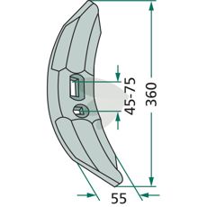 Solid hardmetallbelagt kniv 55X360mm, perfekt for utholdende bruk.