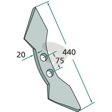 Spiss med radius 300 mm og arbeidsbredde 135 mm, perfekt for presisjonsarbeid.