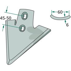 Gåsefotsskjær med 210 cm arbeidsbredde og radius 250 for optimal ytelse.
