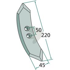 Skjær med 300mm radius og 7mm tykkelse, 45X220mm, for Ventzki og andre modeller.