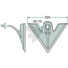 Gåsefotsskjær med senkesmidd design, ideelt for presisjonsarbeid i jorden.