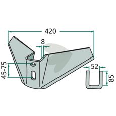 Vingeskjær med arbeidsbredde 420mm, tilpasset for effektiv skjæring og arbeid.