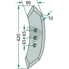 Skjærespiss med radius 300, 420mm lang, for Kuhn og Huard.
