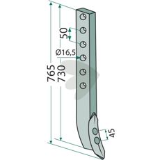 Pinne 50x25mm med lengde 765mm, ideell for maskiner.