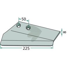 Høyre vingeskjær 225mm med c-c hull 50mm, ideelt for effektiv skjæring.