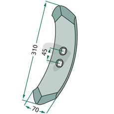 Smalt skjær med tykkelse 10mm og 45mm mellom hullene for presisjon i arbeidet.