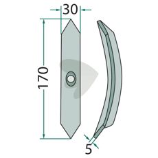Skjær 170x30x5, høykvalitetsverktøy for traktortilbehør og bearbeiding.