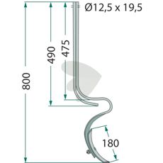 Pinne med skjær 40x10mm, 800mm lang, for nøyaktig passform og funksjon.