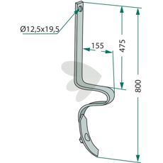 Løs pinne med skjær, 40x10mm, perfekt for Horsch og lignende maskiner.