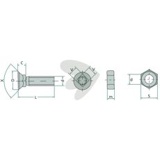 Plogskrue M12x45, klasse 8.8 for områder med moderat belastning.
