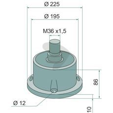 Komplett venstre lager M36x1 L, viktig for maskiners holdbarhet.