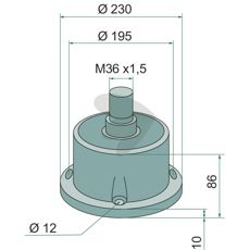 Høyre lager kpl. M36x1, designet for langvarig bruk.