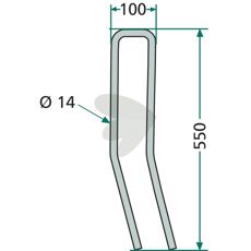 Etterharvspinne 100x550 mm, Ø14 mm for effektiv jordbearbeiding.