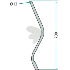 Lang pinne for bruk i ulike applikasjoner innen industri og jordbruk.