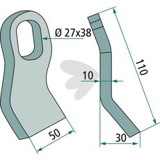 Slagkniv fra Slagkraft, dimensjon 27x38 mm, for kraftig bruk.