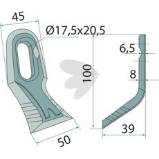 Y-slag med hullmål 16x39 mm, passer flere produsenter.