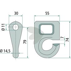 Sjakkel 1mm, 55mm, ideell for tunge koblinger.