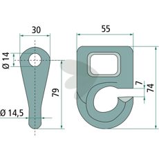 Sjakkel med dimensjonene 55mm og 14mm, sterk og holdbar.