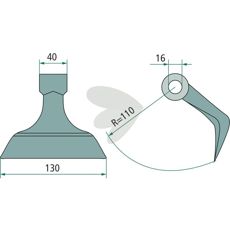 Hammerslag 40/130mm med hulldiameter 16 mm, robust og effektiv.