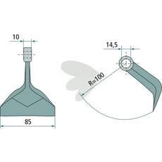 Hammerslag 10/85mm med hull på 14,5 mm, for presisjon.