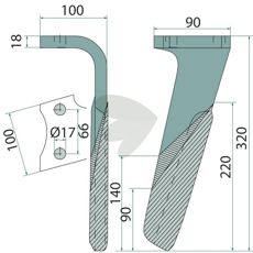 Presis høyresiden rotorharvetann for optimal jordbearbeiding.