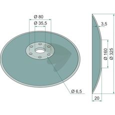 Tallerken Ø 327x3 mm ideell for jordbearbeiding i ulike arbeidsmiljøer.