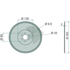 Stabil skive N02502A0 for traktorer og landbruksmaskiner.