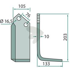 Venstre vinkeld kniv 52359110, effektiv ved skjæringsarbeid og vedlikehold.