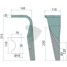 Rotorharvtann venstre K2500090, pålitelig del for effektiv jordbearbeiding.