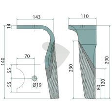 K2500081 høyre rotorharvtann, sikrer effektiv jordbearbeiding og lang levetid.