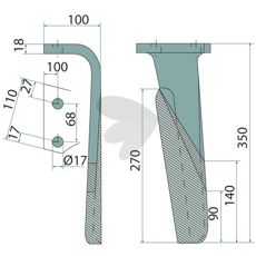 Venstre rotorharvtann 52552510, av høy kvalitet og holdbar for traktorer.
