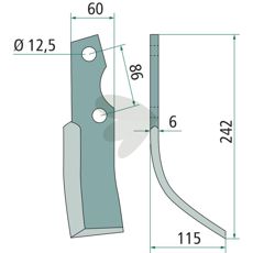 Jordfreskniv Kuhn c-c 86mm, viktig for effektiv jordbearbeiding.