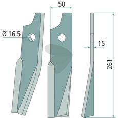 Rotorblad Kuhn på 261 mm, designet for effektiv kutting og presisjon i arbeid.
