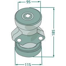 Komplett lager for firkantaksel 28x28 mm, ideell for effektiv drift av maskiner.