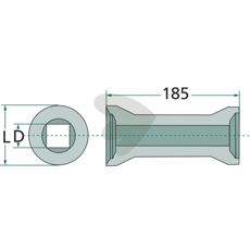 Mellomstykke for firkantaksel 28x28 og 30x30, perfekt for stabil montering.