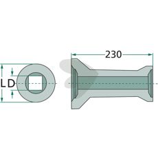 Mellomstykke for firkantaksel 40x40, bidrar til stabiliteten i maskiner.