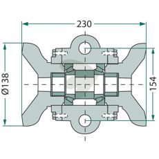 Komplett lager for firkantaksler 36x36 mm inkludert reduserende foringer.