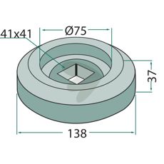 Innvendig flens for firkantaksel 40x40 mm, pålitelig og sterk.