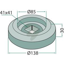 Innvendig flens for firkantaksel 40x40, nødvendig for sikkerhet.
