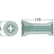 Mellomstykket for firkantakse 26x26, perfekt for maskinkonstruksjon.