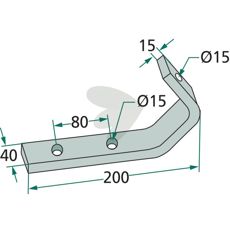 Skrape for venstre og høyre side, mål 40X200mm for effektiv rengjøring.
