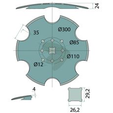 Tannet tallerken Ø 300 mm med 4 mm tykkelse for holdbarhet.